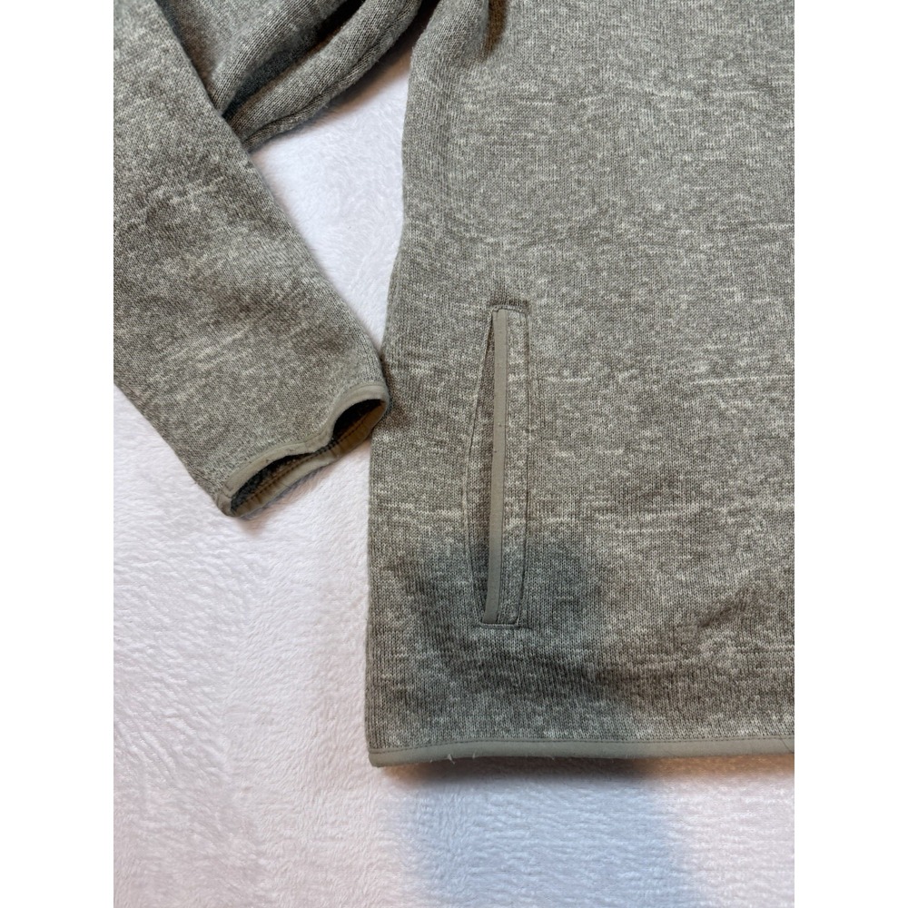 Eddie Bauer Sweatshirt Mens XXL Beige Mock Neck 1/4 Zip Pullover Knit Pockets - Picture 7 of 10